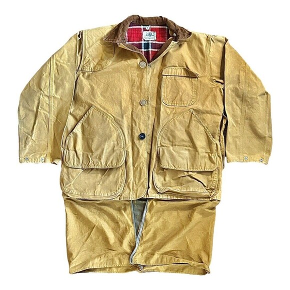 Vintage 60’s Black Sheep Flannel Insulated Canvas Hunting Jacket W/ Game Pouch - Picture 5 of 11